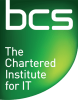 Logo of the British Computer Society (BCS), featuring a green rectangle with a white curved line on the right side. The text ‘BCS’ is written in white on the top left corner, and ‘The Chartered Institute for IT’ is written in white on the bottom right corner